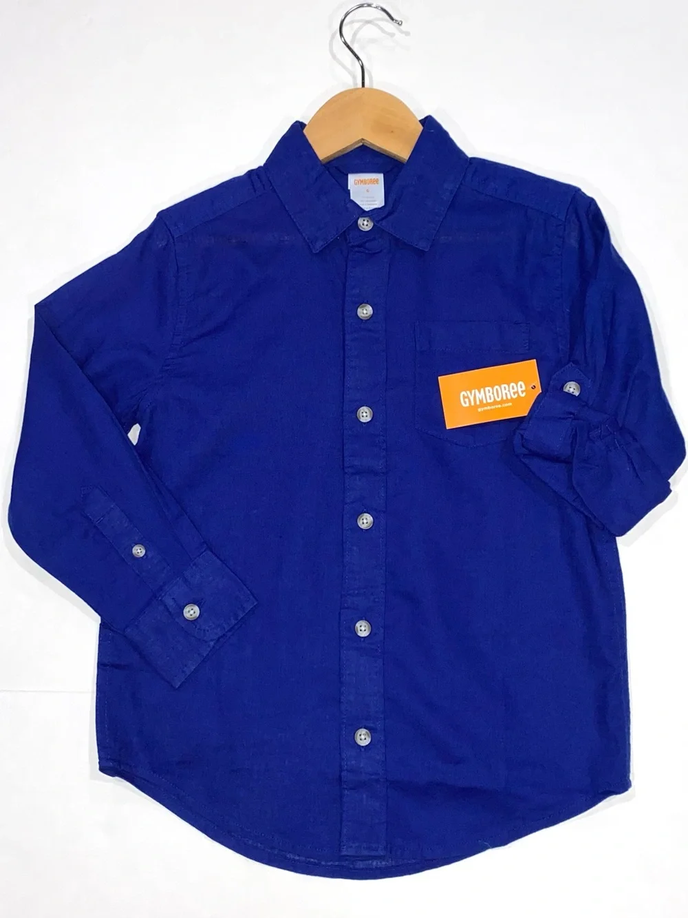 Gymboree Boys’ ‘Dad and Me’ Blue Linen-Blend Button Down Shirt Size 6